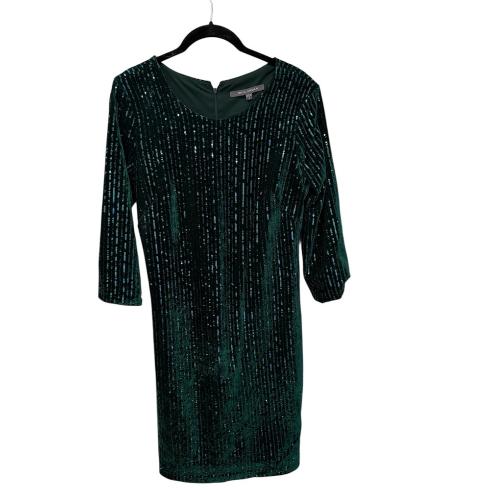 Julia Jordan Green Sequin Long Sleeve Dress